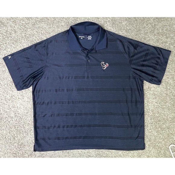Houston Texans Polo Mens Size 3XL Striped Blue Shirt Antigua Short Sleeve Golf - Picture 2 of 10